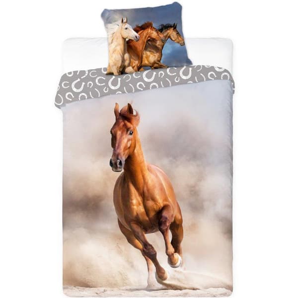 Puuvillaset vuodevaatteet 160x200+1p70x80 Bay horses