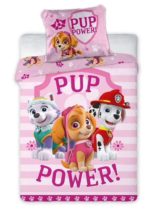Bomuld sengetøj 100x135 + 40x60 Paw Patrol pink