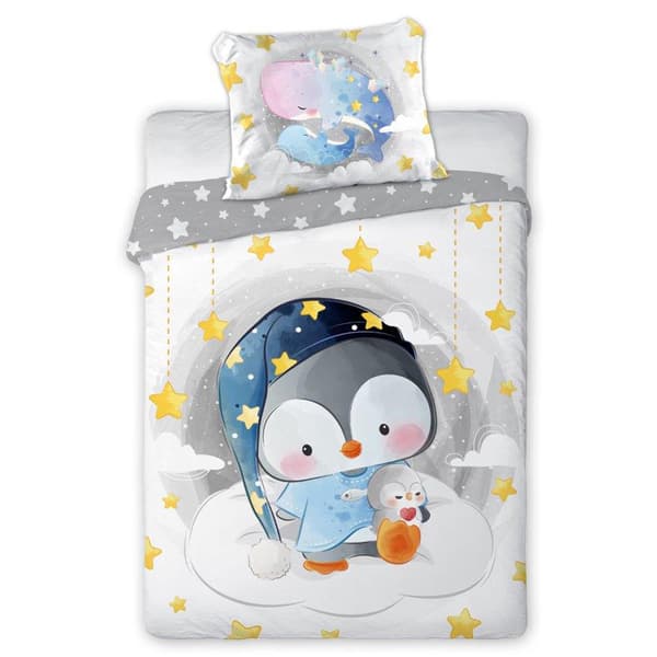 Bomuld sengetøj 100x135 + 40x60 Penguin