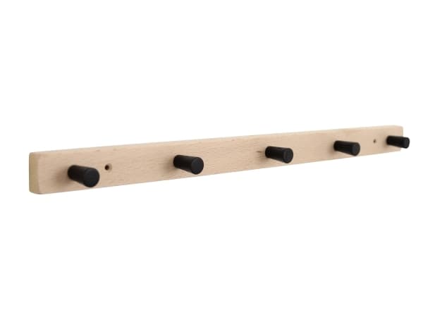 HOME It® knagerække med 5 knage 50 cm natur/sort knage bøg