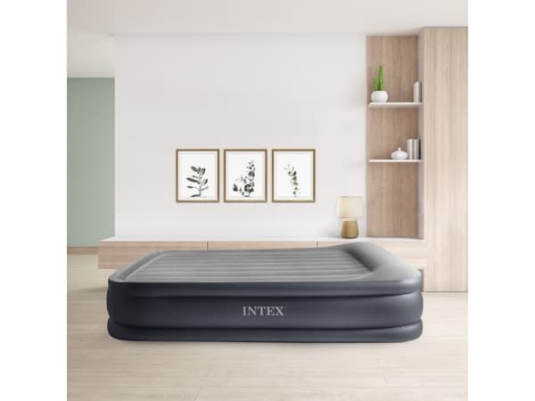 Intex DuraBeam+ Deluxe Pillow Rest Raised, Dobbel Madrass, Rektangel, Inne & Ute, Innebygd luftpumpe