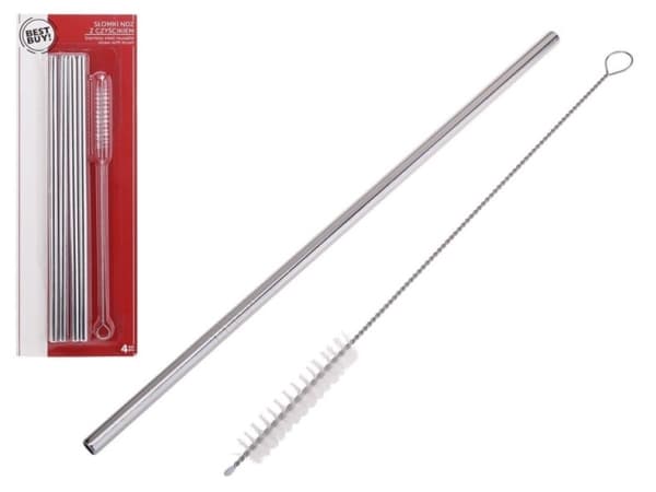 Nenurodyta_V Straw Stainless Steel 4Pce With Brush
