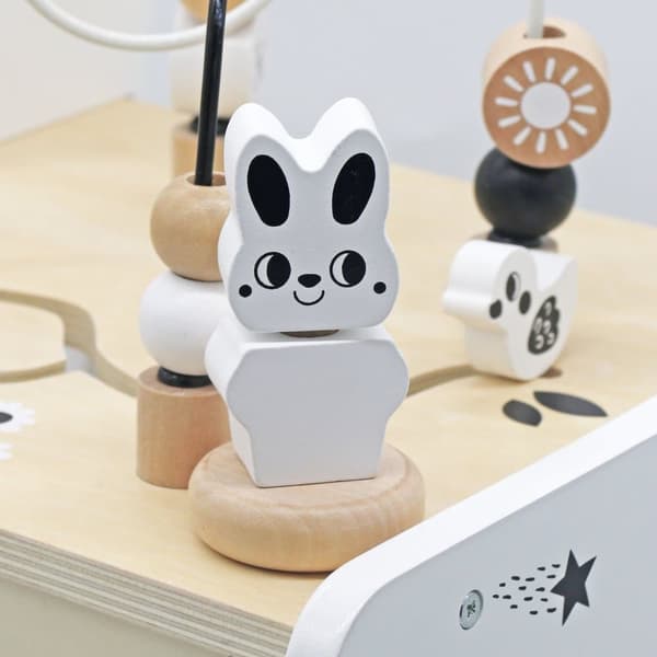 Mamabrum puinen työntökone lapsille, 6-in-1, lasten kävely opetuspöytätoiminnolla, varhaiskasvatuslelu, moottorisilmukka, Abacus, lajittelija