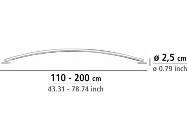 Wenko dusjgardinstang 2,5 x 110-200 cm, krom, aluminium