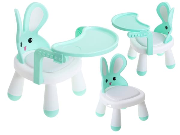 Stol, bord til fodring og leg, mint