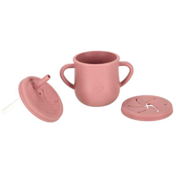 Silikoneskåle til børn, egern, sæt med 9 elementer, mørk pink