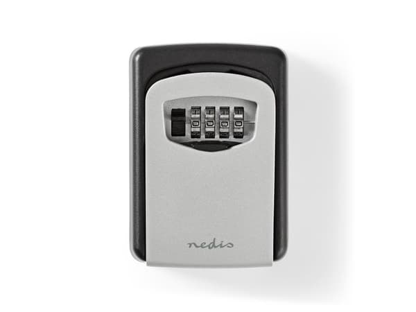 Nedis KEYCC01GY, Veggmonterbar safe, Sort, Sølv, Kombinasjonslås, Aluminium, Vegg, Nøkkel
