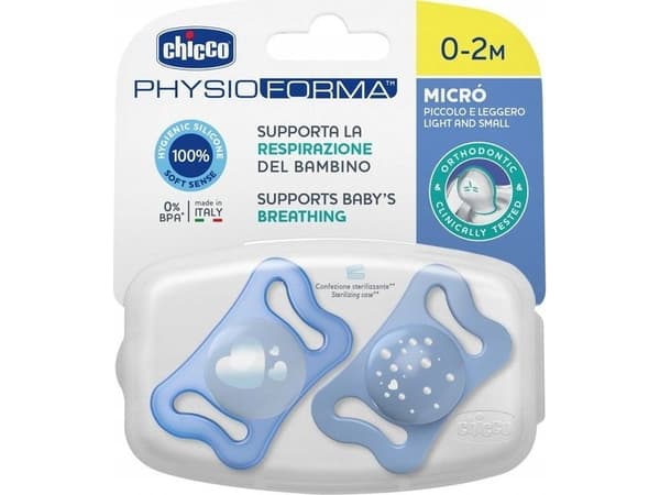 Chicco 156269 PHYSIO MIKRO SILIKONIVANSSI 0-2 SININEN 2 PAKETTIIN