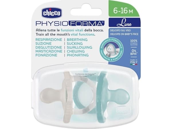 Chicco PhysioForma Luxe Beroligende Silikon Smokk 6-16md Mint 2 stk.
