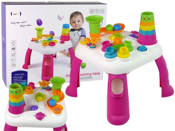Interactive Educational Table Ball Sorter Slide Pink