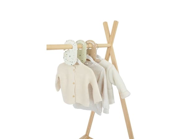 3 Sprout Sæt, Velourbøjle (15 stk.) og Skabsdeler (8 stk.), Creme/Terrazzo