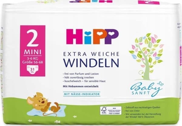 HiPP Extra Soft Nappies, 2 size, 4-8 kg, 31 pcs., 92002