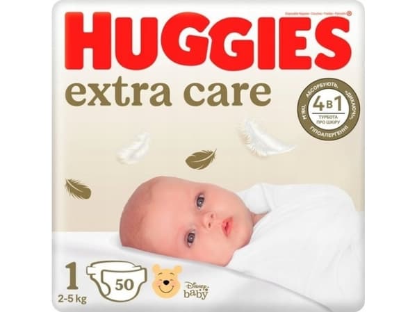 Huggies Pieluchy HUGGIES diapers EXTRA CARE 1, 2-5kg, 50 pcs., 2593231
