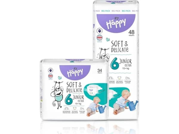 Happy Pieluchy HAPPY Junior Extra (+15kg) diapers 48pcs, size 6 NEW, BB-054-JX48-W01