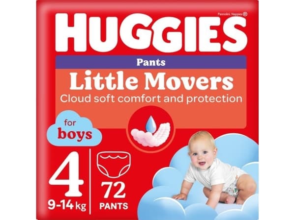 Huggies Little Movers 4, 9-14 kg, 72 szt.