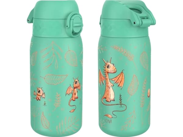 ION8 Leak Proof Kids Water Bottle, Stainless Steel, Dragons, 400ml, I8SS400PTDRAG