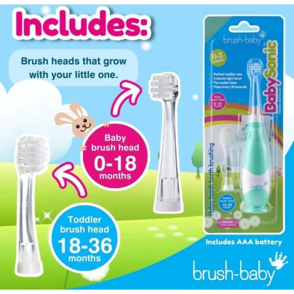 Brush Baby BabySonic barn elektrisk tandborste, grön