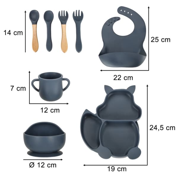 Silikoniastiat lapsille, orava, 9 elementin setti, tummansininen