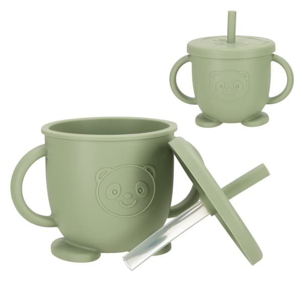 Silikonfat för barn, set med 8 element, uggla, militärgrön