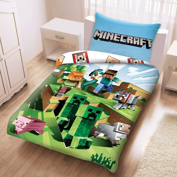 Puuvillaiset vuodevaatteet 160x200+1p70x80 Minecraft Creative