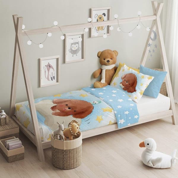Sängkläder i bomull 100x135 + 40x60 Hund