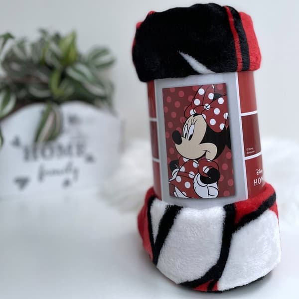 Flanellfilt 100x150 Minnie Mouse röd (korall)