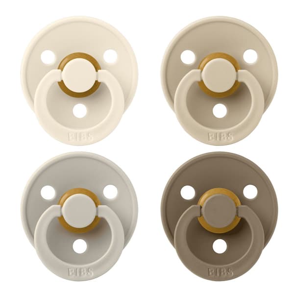 BIBS - Pacifier Colour 4 PACK - Ivory/Sand/Vanilla/Dark Oak - Size 1