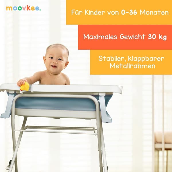 Moovke. Amme rungolla 80cm sininen - kokoontaitettava kylpyamme lämpömittarilla ja kylpytyynyllä