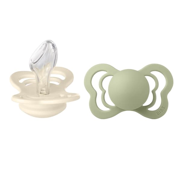 BIBS - Pacifier Couture 2 PACK - Ivory/Sage - Size 2