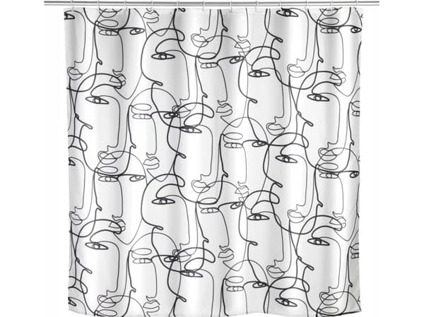 Wenko Duschdraperi med antimögelbeläggning FACES, 180 x 200 cm, plast, WENKO