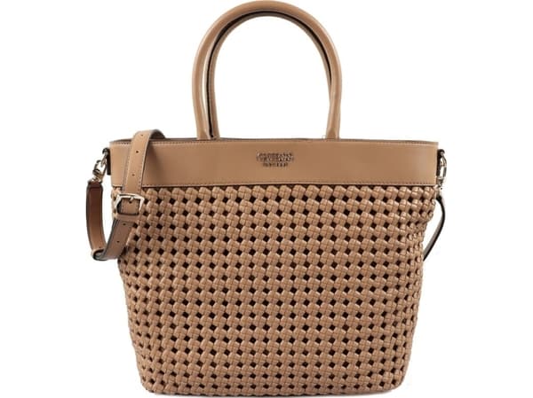 Guess, Sicilia, syntetisk skinn, tekstilveske, fôret rom, cognac, HWWG8490230, 30 x 30 x 12 cm for kvinner