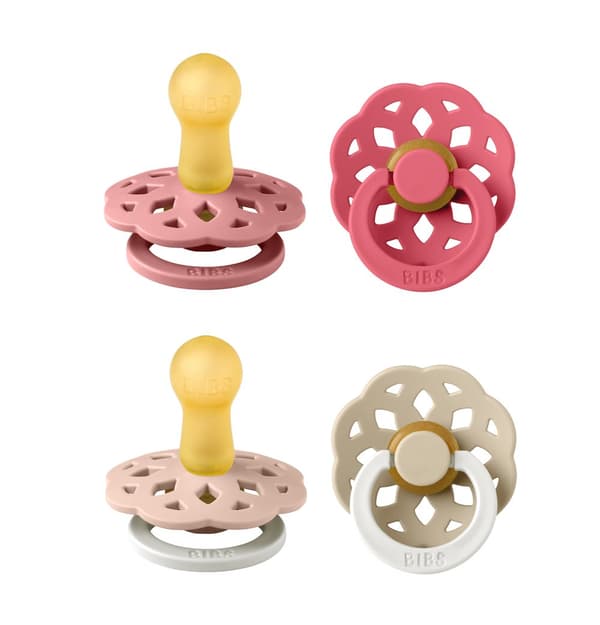 BIBS - Pacifier Boheme 2 PACK - Dusty Pink/Coral   Blush/Vanilla GLOW - Size 2