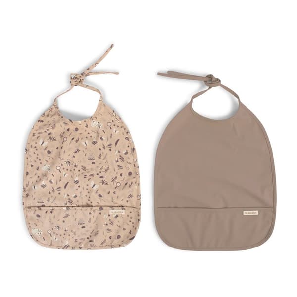Filibabba - Bib with ties 2-pack - Little Wonders + Warm Grey - 6-36 m