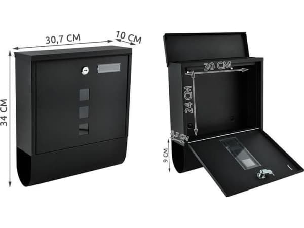 Malatec postkasse - svart universal
