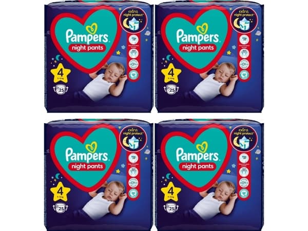 Pampers Nattblöjor-Blöjor, Storlek 4, 100 blöjor, 9kg-15kg