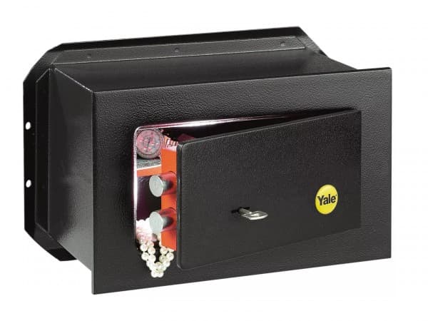 Yale YWV/230/KB1, Wall safe, Black, 2 Keys, Metal, Wall, 1 shelves