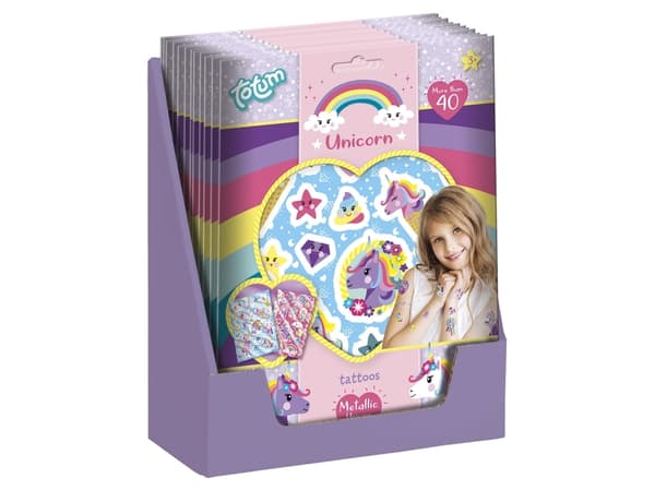 Totum Unicorn Metallic Tattoos, 3 år, Flerfarget