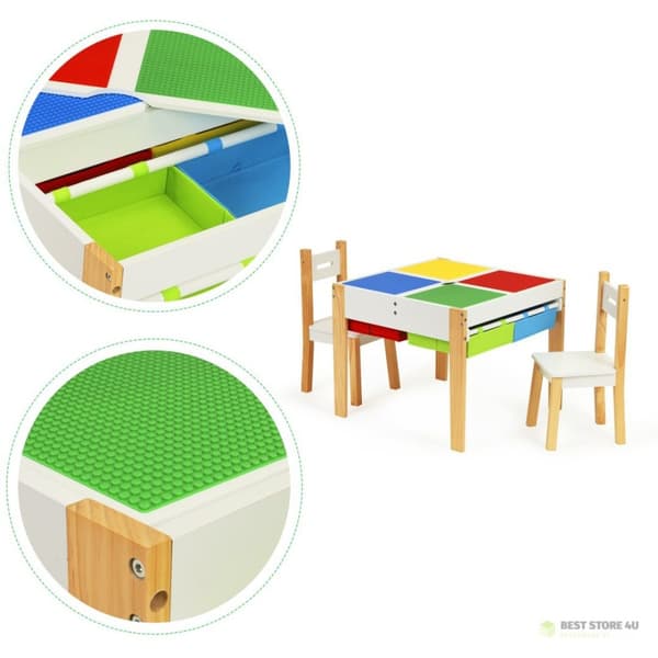 Trämöbler för barn, bord + 2 stolar ECOTOYS