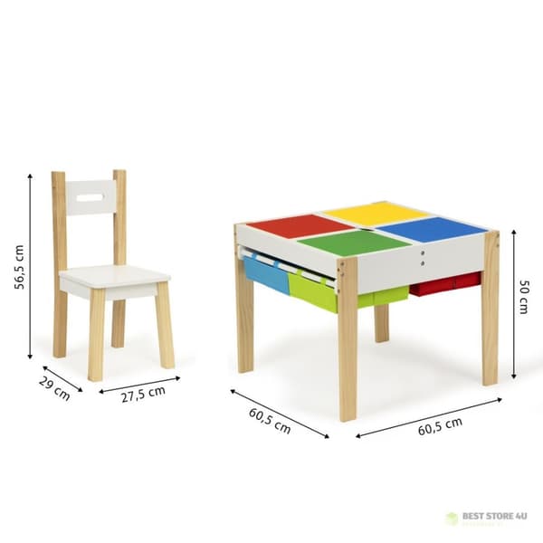 Trämöbler för barn, bord + 2 stolar ECOTOYS