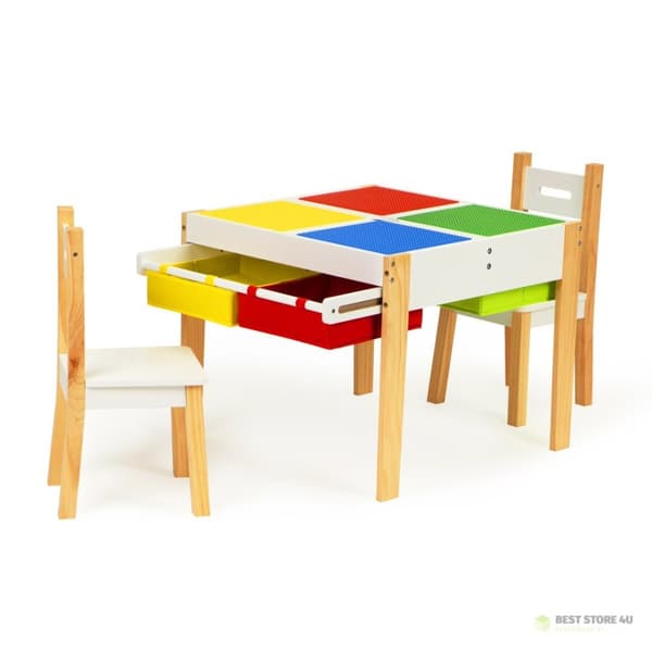 Trämöbler för barn, bord + 2 stolar ECOTOYS