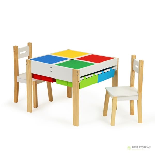 Trämöbler för barn, bord + 2 stolar ECOTOYS