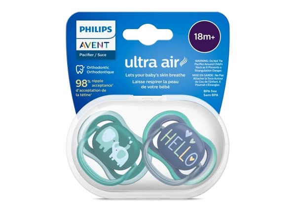 Philips AVENT ultra air SCF349/18 nappattrapp, Klassisk napp, Ortodontisk, Silikon, Pojke/flicka, Tål diskmaskin