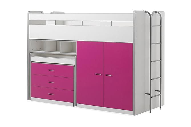 LONDYLL Barneseng/Loftseng Oppbevaring Hvit/Rosa/Lilla