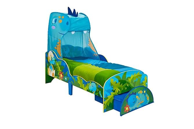 DINOSAUR Barneseng med Oppbevaring 77x142 cm Blå/Gul