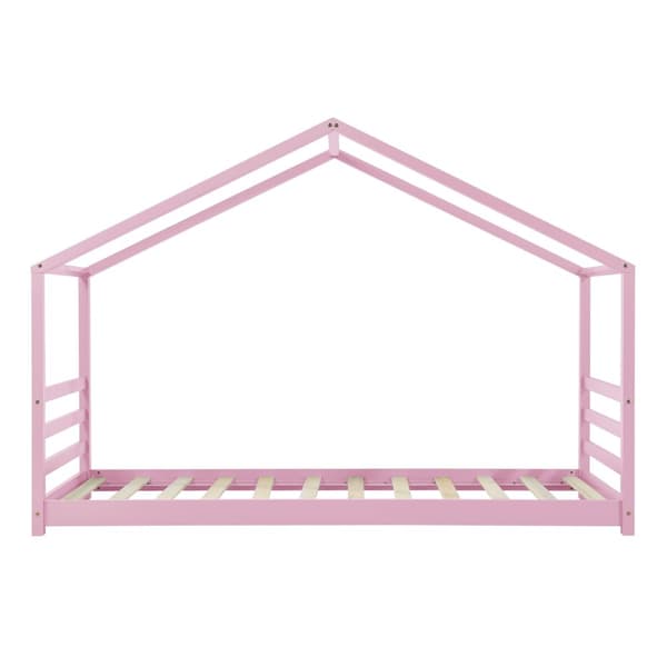 Juniorsäng Vardø hussäng inkl. madrass 200x90 cm furu rosa [en.casa]