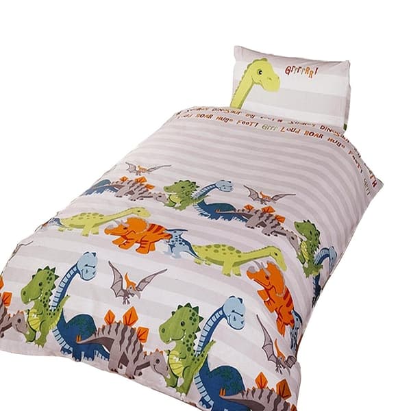 Dinosaur Børn/Drenge dynebetræk Sengetøjssæt Natural Single Bed