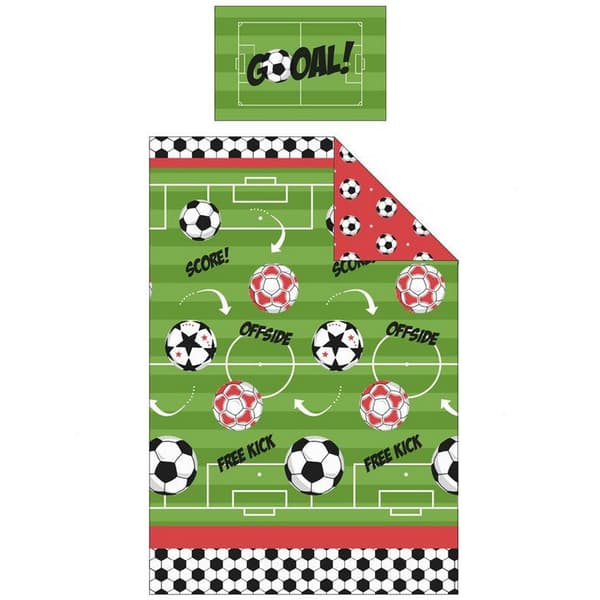 Bedding & Beyond Børne/børn fodbold dynebetrækssæt Green/Red/Black Junior