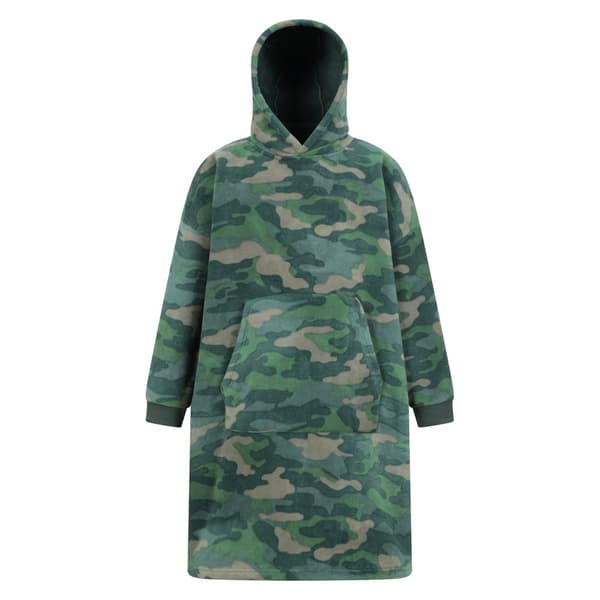 Mountain Warehouse Childrens/Kids Borg Lined Camo Hoodie Blanket Khaki Green One Size