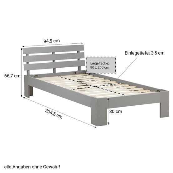 Enkeltseng - Grå Med 2 Skuffer - 90x200 Cm