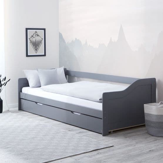 Enkeltseng / dagseng med opredning 90x200 cm - Grå